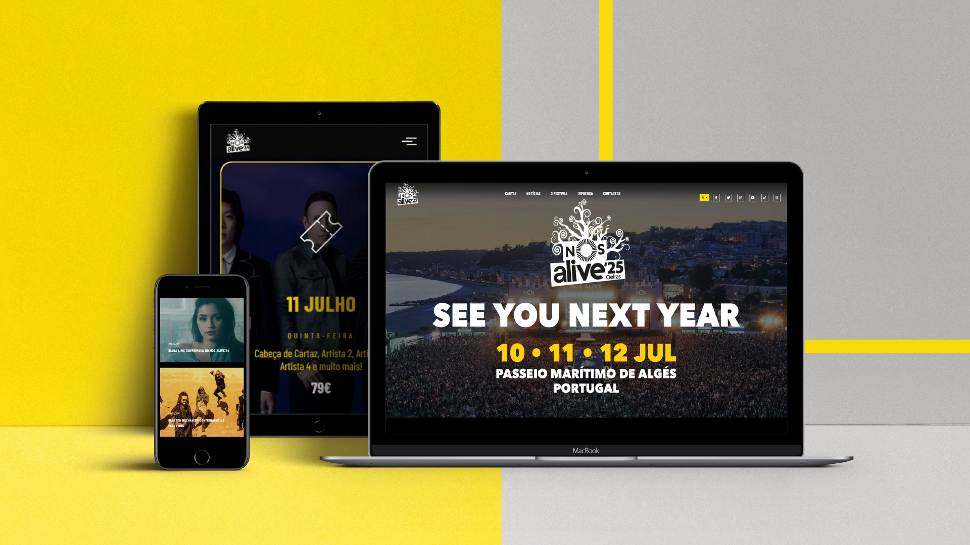 NOS Alive music festival in Portugal - brand keyvisual of new website for Everything is New